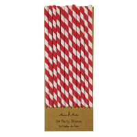 Red Striped Paper Party Straws By Meri Meri
